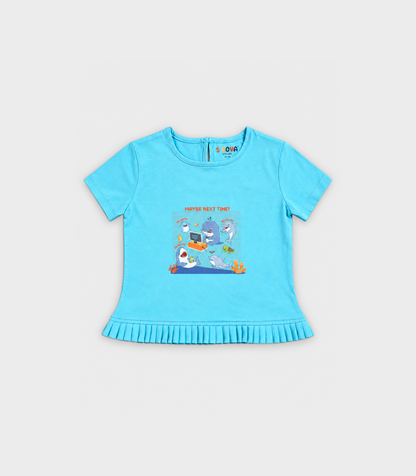 Teal Blue Frill T-Shirt