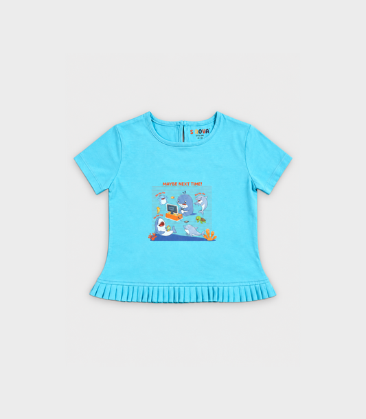 Teal Blue Frill T-Shirt