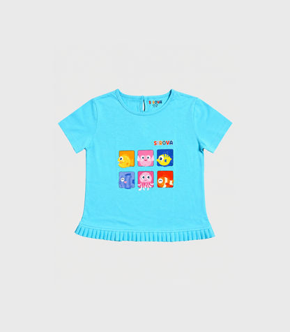 Teal Blue Frill T-Shirt