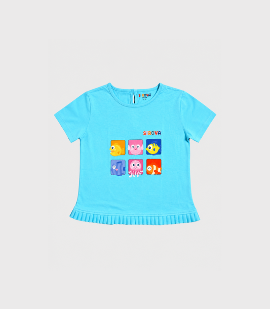 Teal Blue Frill T-Shirt